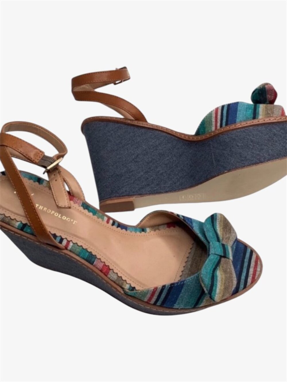 BY ANTHROPOLOGIE Ani Platform Peep Toe Wedge Ankle Strap Sandals Size 9